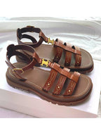 CELINE a Triomphe Gladiator Chunky Sandals Tan