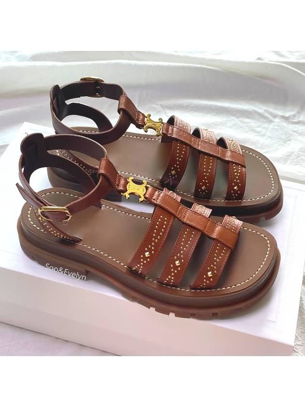CELINE a Triomphe Gladiator Chunky Sandals Tan