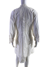 Chloe Womens White Cotton Crew Neck 3/4 Sleeve Fit & Flare Dress