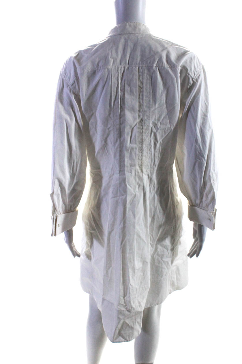 Chloe Womens White Cotton Crew Neck 3/4 Sleeve Fit & Flare Dress