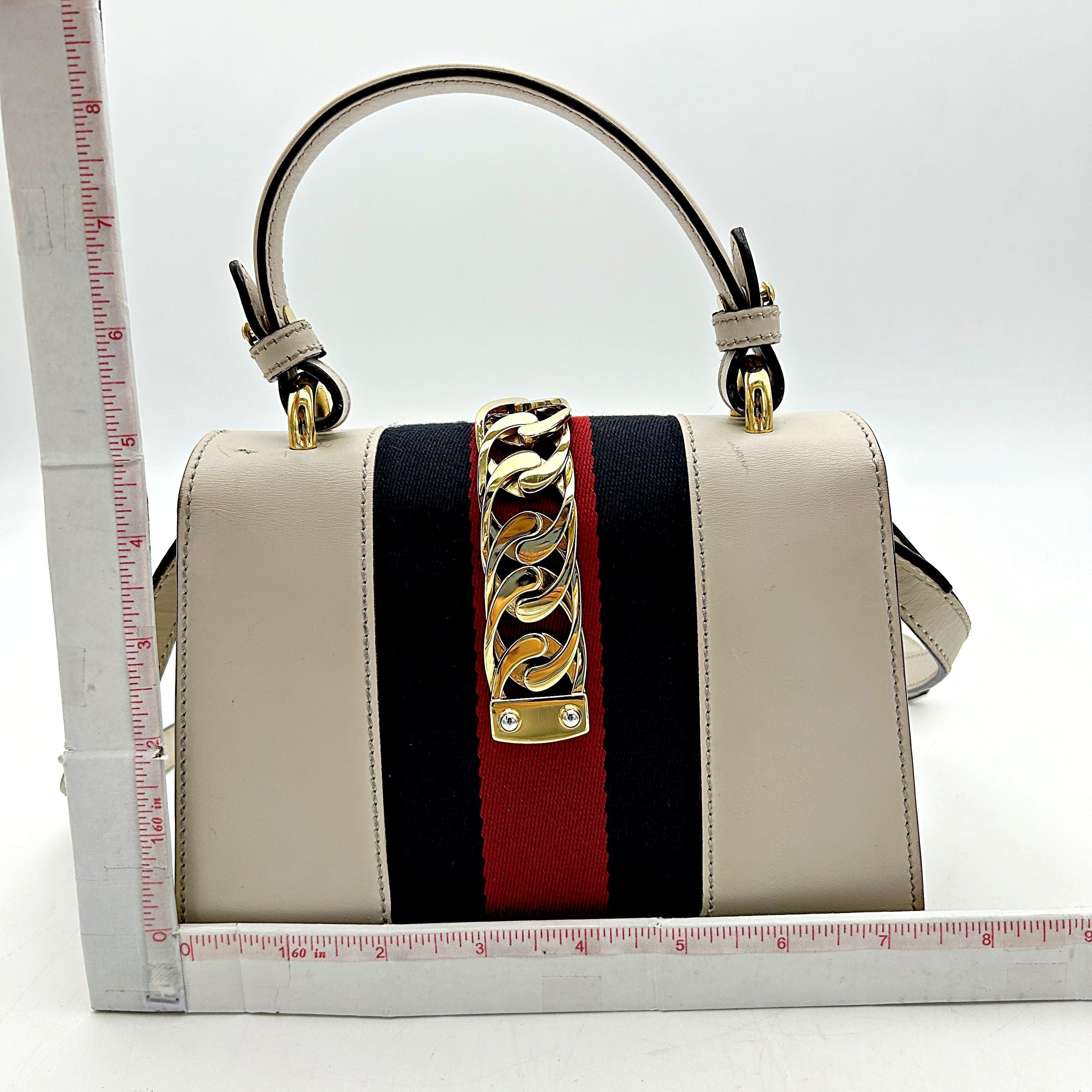GUCCI Mini Sylvie Top Handle Bag Floral Ivory LA27140