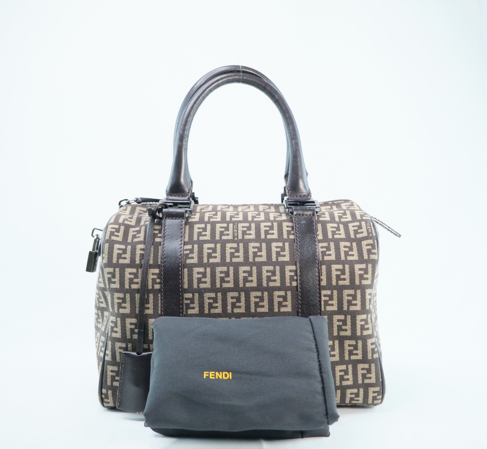 Fendi Zucchino Canvas Boston Bag - '10s