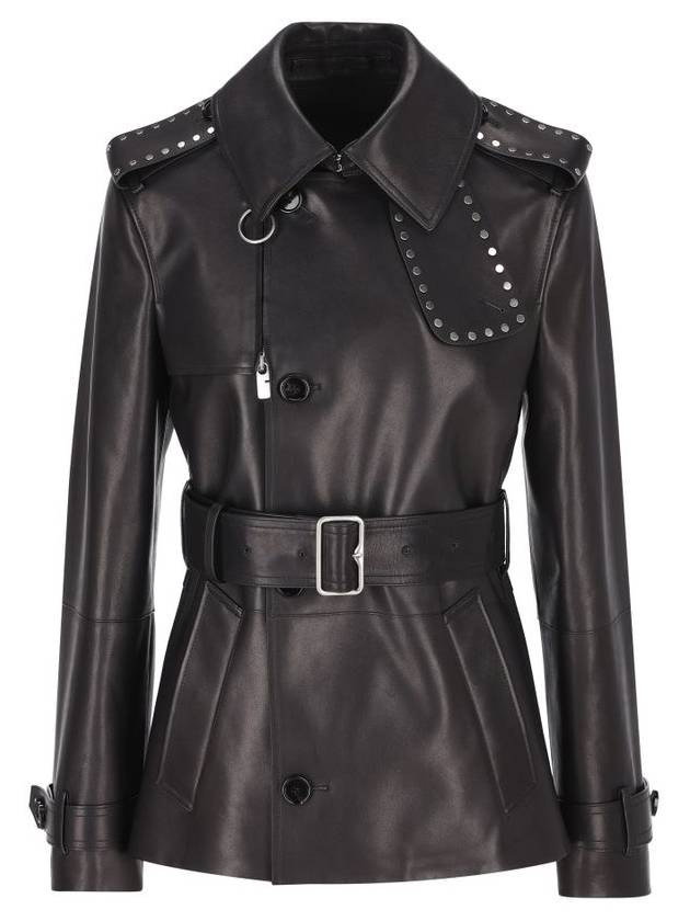 Burberry Belted Leather Jacket Black