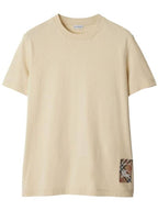 Burberry Check Label Cotton Short Sleeve T-Shirt Beige