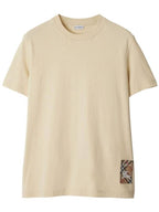 Burberry Check Label Cotton Short Sleeve T-Shirt Beige