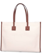 Burberry Medium Two-Tone Canvas and Leather Freya Tote Bag Natural Tan