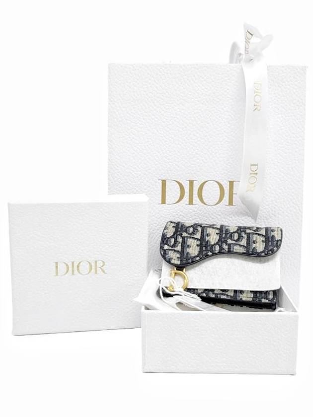 Saddle Flap Card Holder Blue  Oblique Jacquard Dior