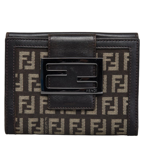 Fendi  Twin Folded Wallet M80035 Brown Canvas Leather  Fendi