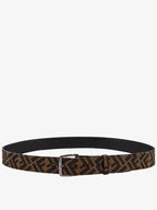 Fendi Embroidered Canvas Belt Brown