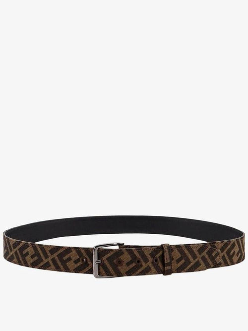 Fendi Embroidered Canvas Belt Brown