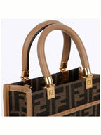Fendi FF Mini Fabric Tote Bag Brown