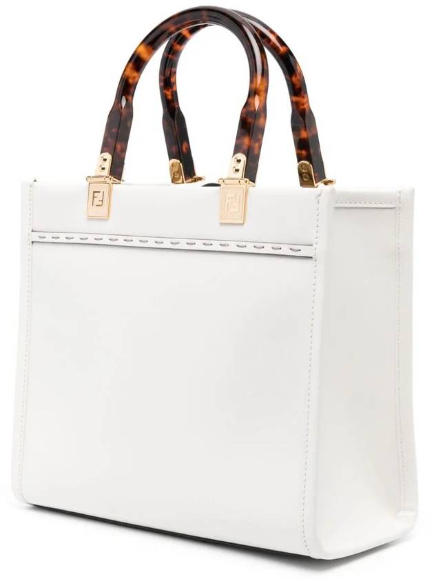 Fendi Sunshine Small Leather Tote Bag White