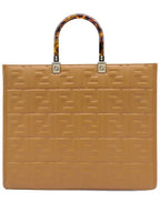 Fendi Sunshine FF Logo Medium Tote Bag Brown