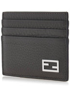 Fendi Baguette Leather Card Wallet Grey