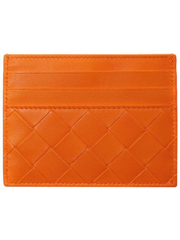 Bottega Veneta Intrecciato Leather Card Wallet Orange