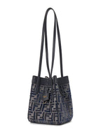 Fendi Origami Small FF Chenille Bucket Bag Dark Blue