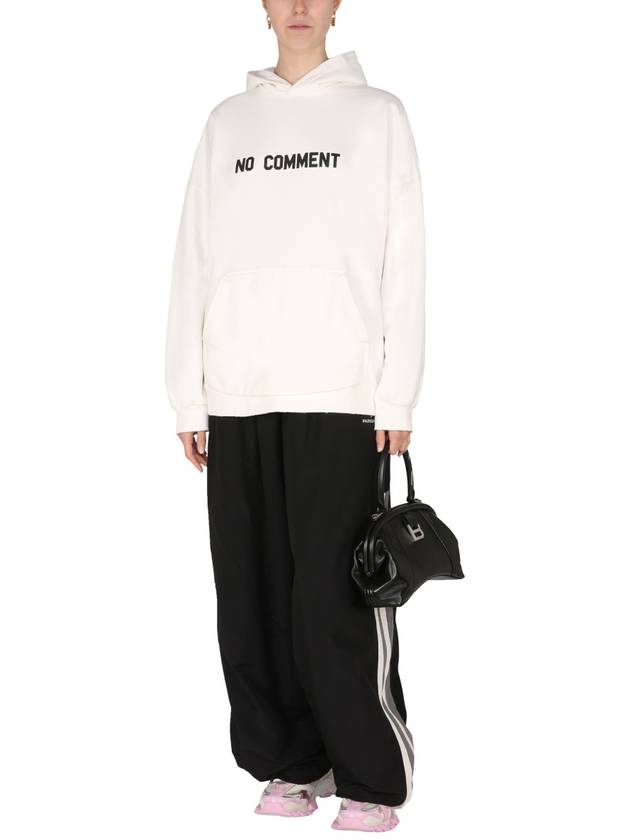 Balenciaga No Comment Logo Hooded Top White