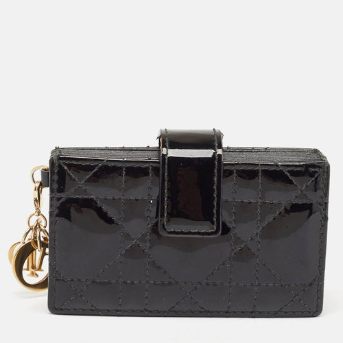 Dior Black Cannage Patent Leather Lady 5 Gusset Card Holder