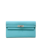 Hermes Robin's Egg Blue Epsom Kelly Wallet with Palladium Hardware