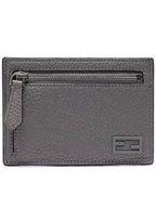 Fendi FF Baguette Zipper Card Wallet Grey