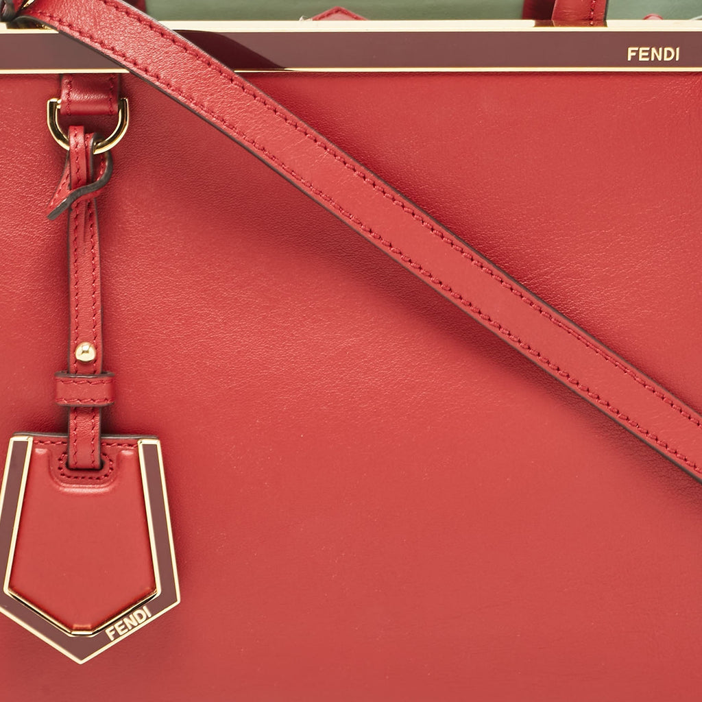 Fendi Red Leather Petite Sac 2Jours Tote