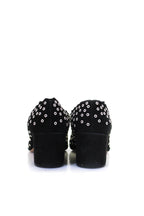 Chloe Womens Metallic Suede Spotted Round Toe Heels Pumps Black