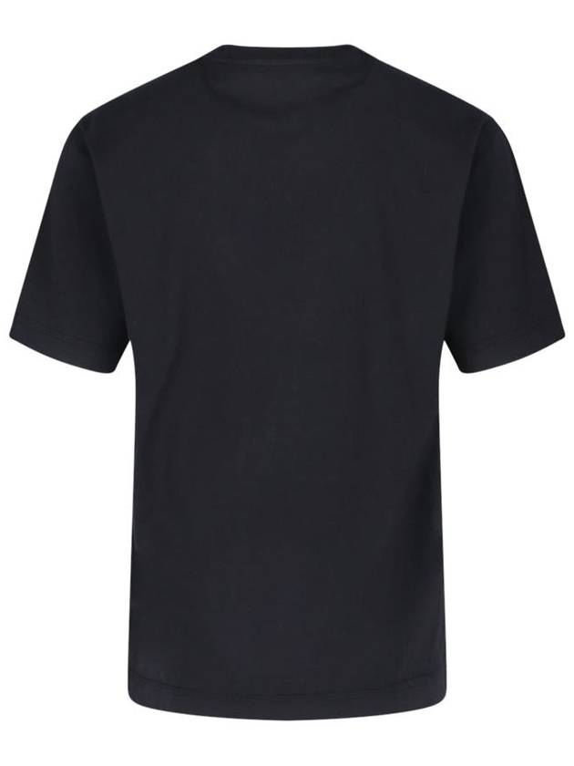 Burberry Embroidered Logo Cotton Short Sleeve T-Shirt Black