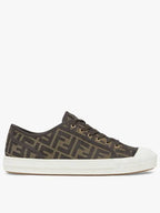 Fendi FF Motif Jacquard Low-Top Sneakers Brown