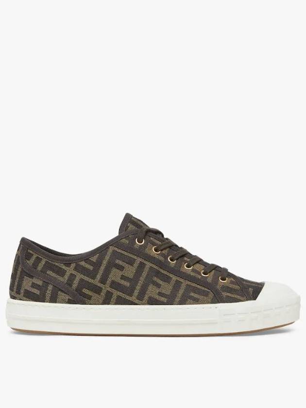 Fendi FF Motif Jacquard Low-Top Sneakers Brown