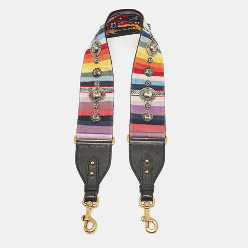 Dior Multicolor Embroidered Canvas Studded Shoulder Bag Strap