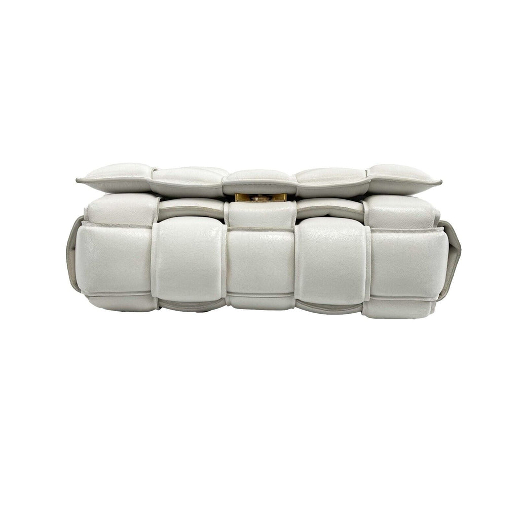 BOTTEGA VENETA Lambskin Maxi Intrecciato Padded White Crossbody