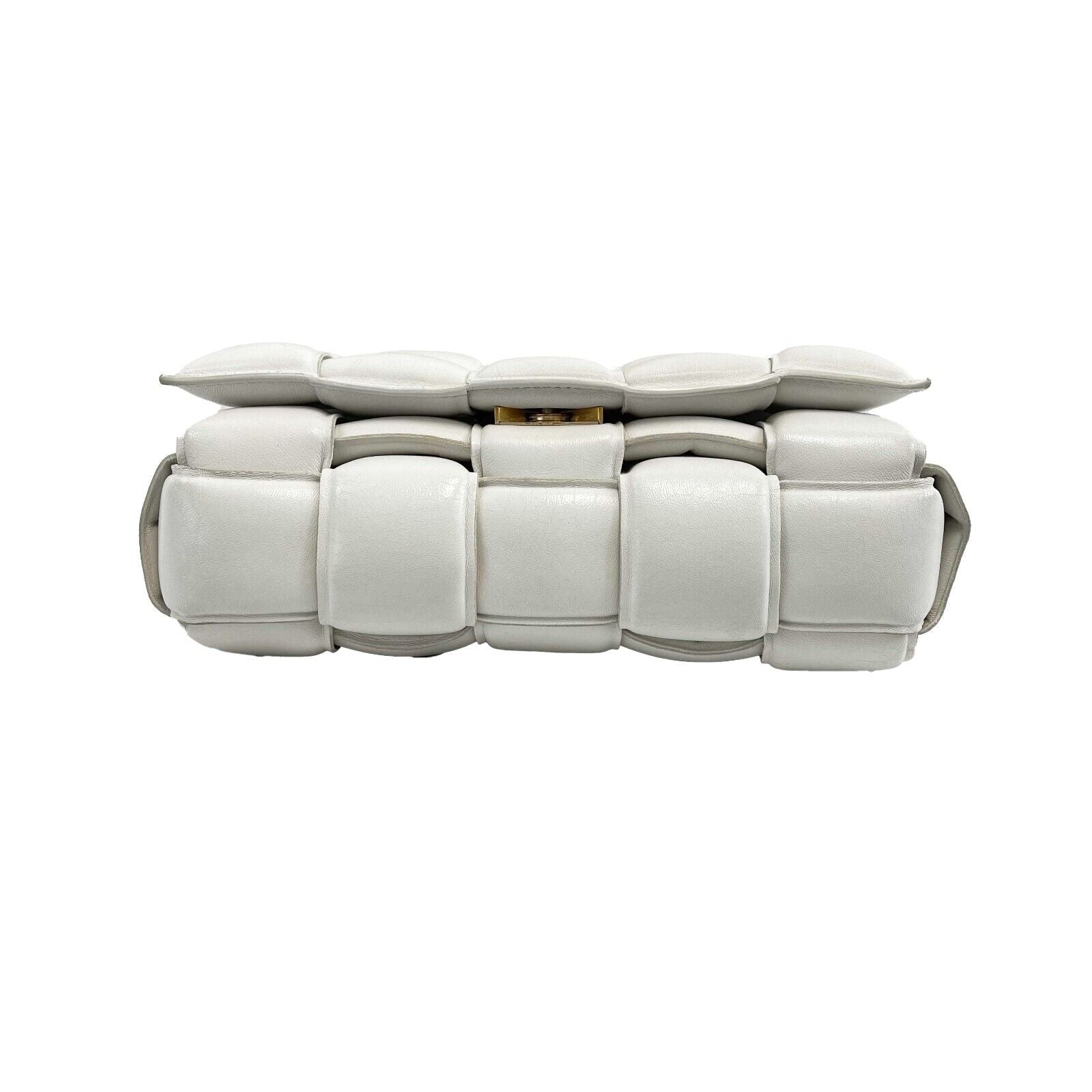 BOTTEGA VENETA Lambskin Maxi Intrecciato Padded White Crossbody