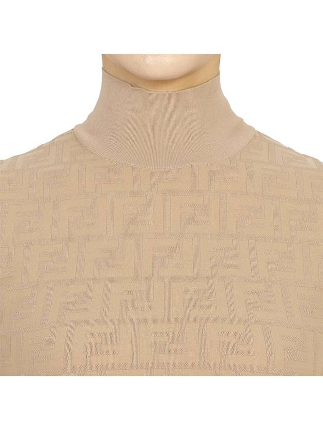 Fendi Women's FF Logo Short Sleeve Midi Dress Beige