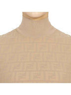 Fendi Women's FF Logo Short Sleeve Midi Dress Beige