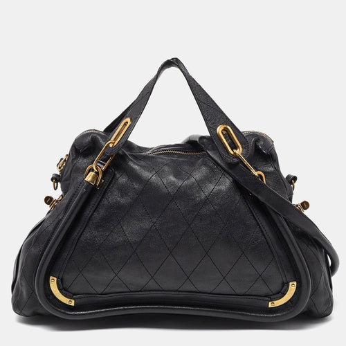 Chloe Black Leather Large Paraty Satchel