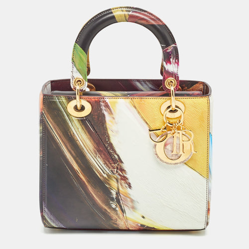 Dior Multicolor Leather Medium Limited Edition Yukima Ida Lady Art Tote