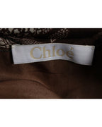 Chloe Flared Skirt Floral Dress in Brown Silk