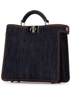 Fendi Peekaboo ISeeU Mini Denim Tote Bag Navy Blue