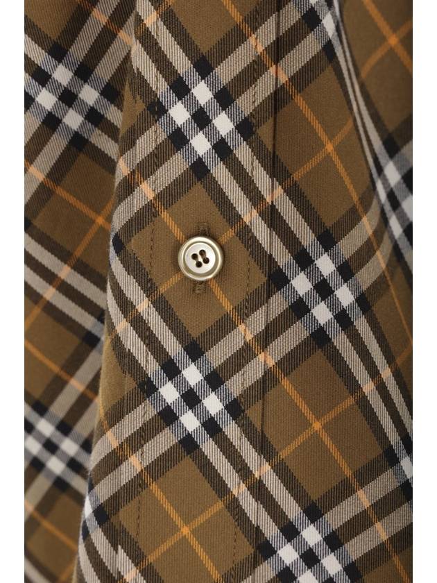 Burberry B Shield Embroidered Check Cotton Long Sleeve Shirt Oxide