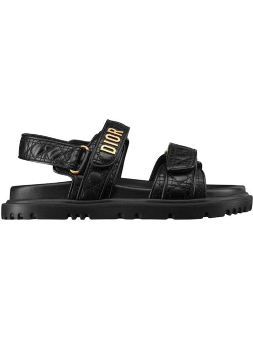 Dioract Quilting Canazoo Calfskin Strap Sandal Black Dior
