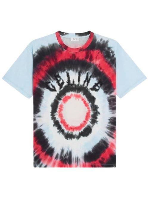 CELINE Tie Dye Cotton Jersey Short Sleeve T Shirt
