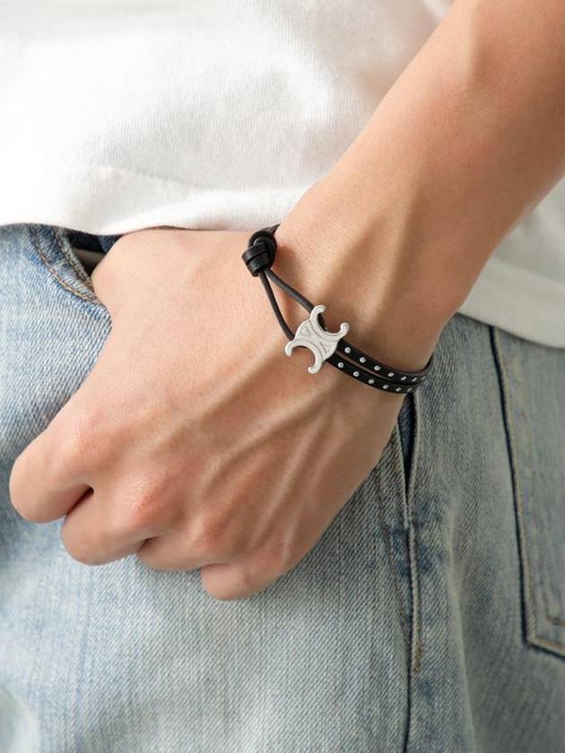 CELINE Stud Clasp Bracelet Silver Black