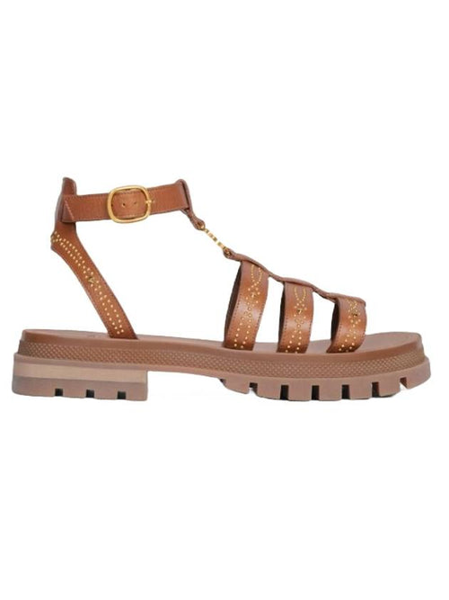 CELINE a Triomphe Gladiator Chunky Sandals Tan