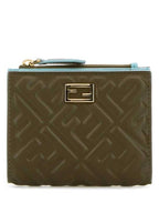 Fendi Slim Baguette Leather Half Wallet Green