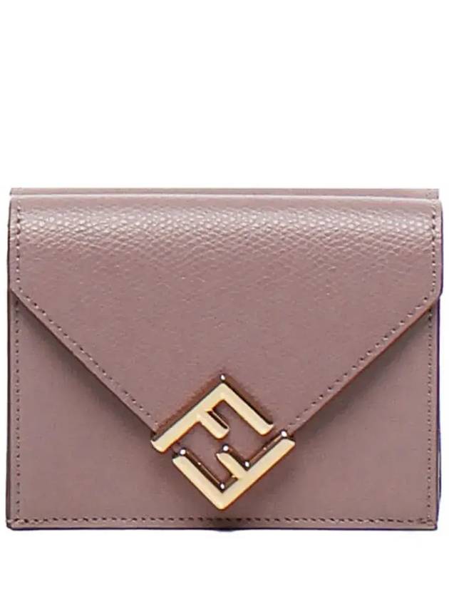 Fendi FF Diamond Calf Leather Half Wallet Pink