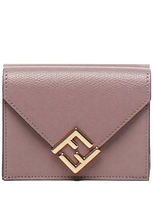 Fendi FF Diamond Calf Leather Half Wallet Pink