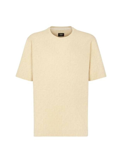 Fendi All-Over Logo Short Sleeve T-Shirt Beige