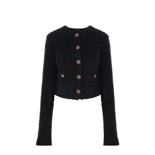 Balenciaga Crop Boucle Cardigan Women