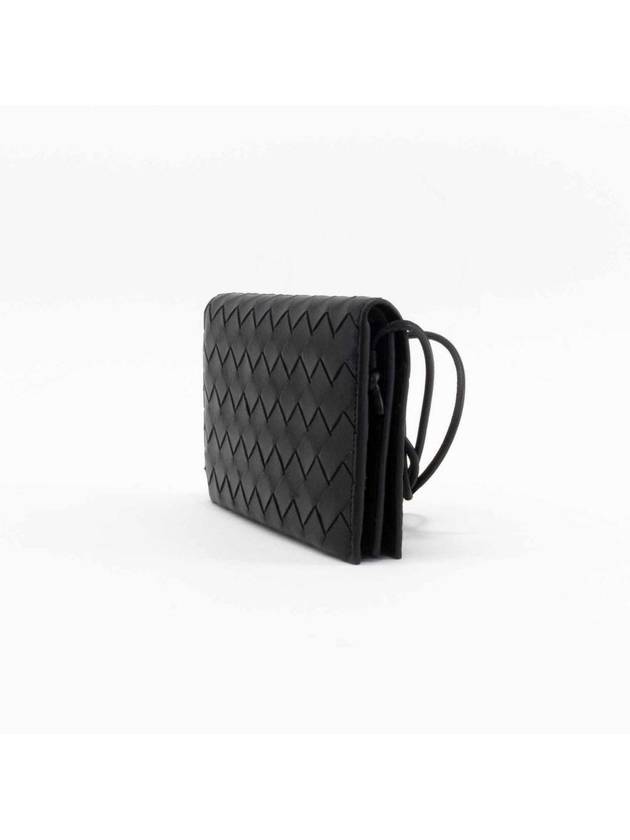 Bottega Veneta Intrecciato Strap Long Wallet Black