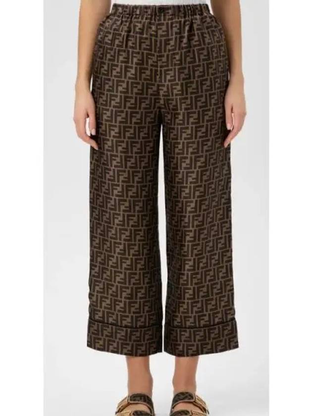 Fendi Twill Wide Pants Brown
